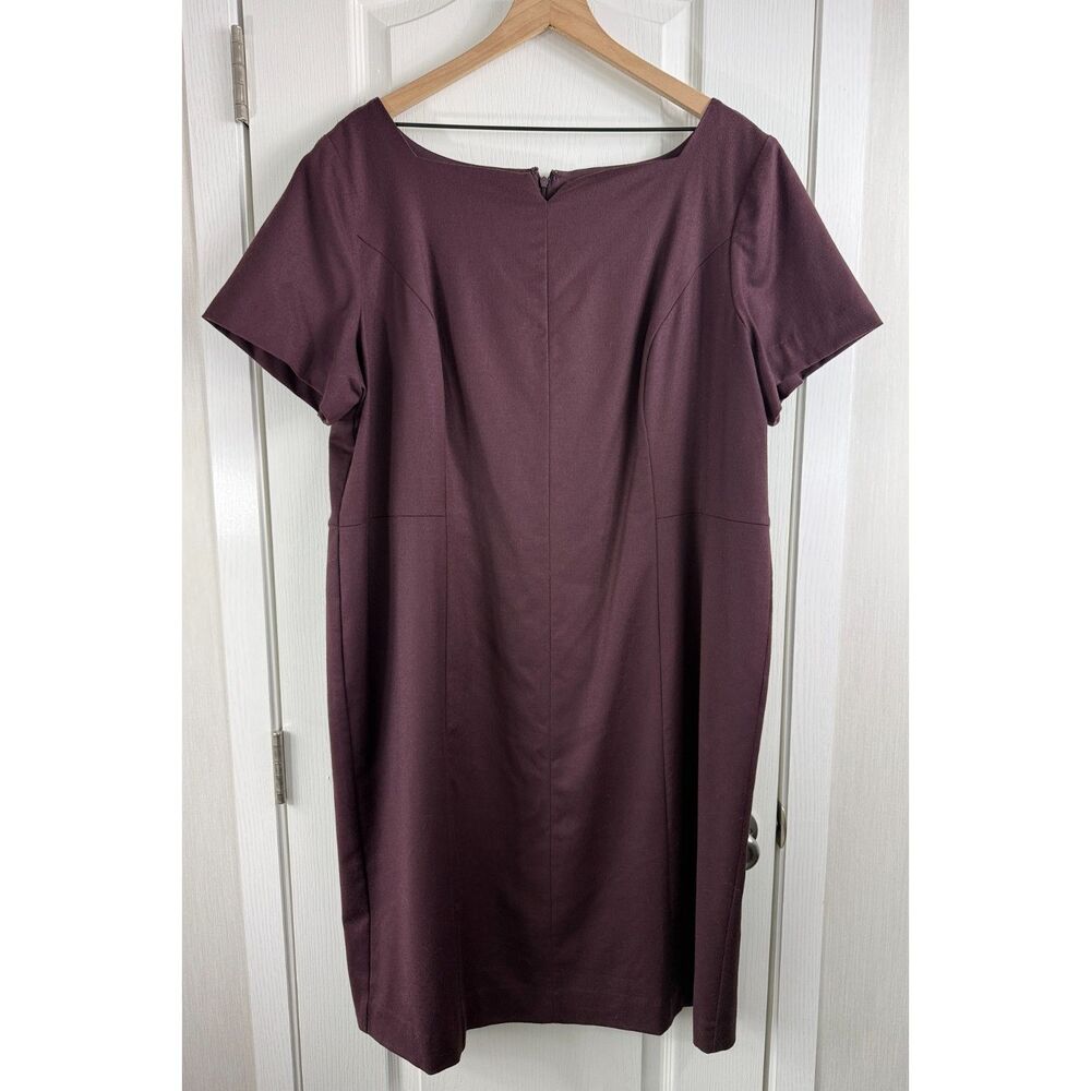 Talbots Women's 16W Plum Purple Wool Sheath Dress Short Sleeve Lined